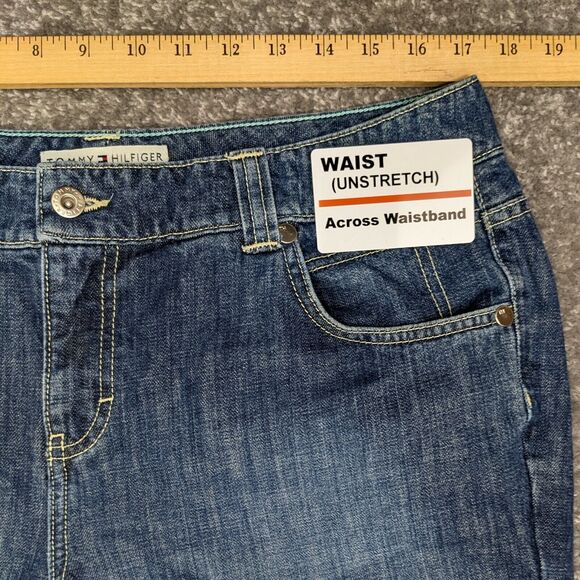 Tommy Hilfiger Woman Blue Jeans Size 12/31 Straight Inseam 31" High-Rise Flap - Picture 8 of 10